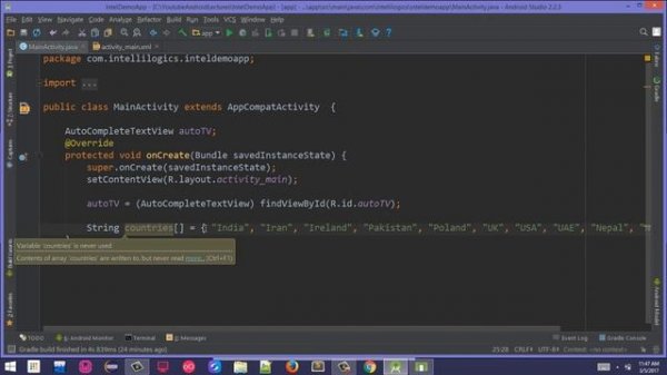 17. AutoCompleteTextView in Android Urdu/Hindi
