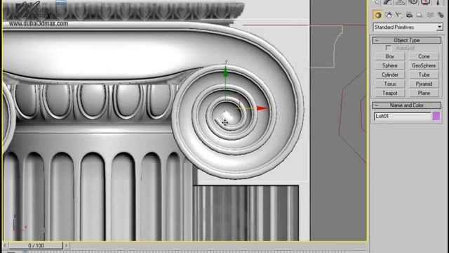Modeling Classic Column HD , 3ds Max tutorial смотреть онлайн