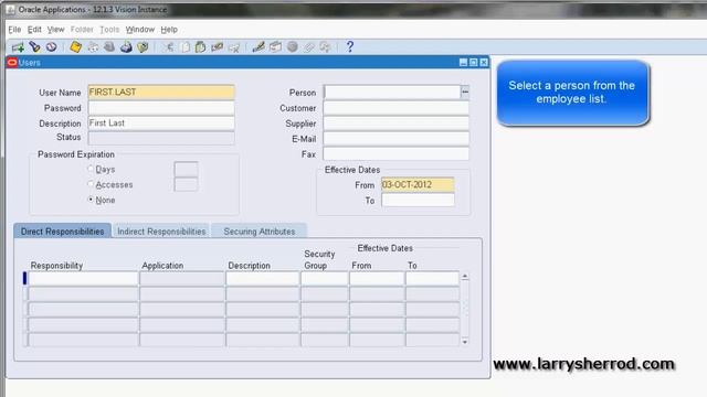 SYS Setting up a new user account, Oracle Applications Training смотреть онлайн