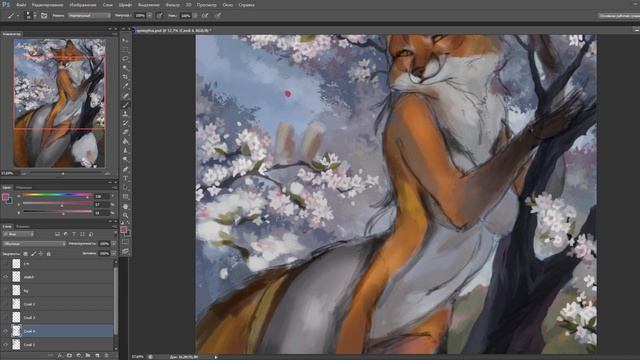 SpeedPaint Photoshop - Spring Fox. Reyna. Furry Fox Character Pinup смотреть онлайн