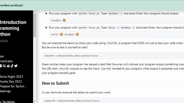 Problem Set 0: Making Faces | Solution (CS50 Python) смотреть онлайн