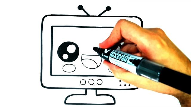 HOW TO DRAW A TELEVISION - DRAWING AND COLORING A TV KAWAII EASY STEP BY STEP смотреть онлайн