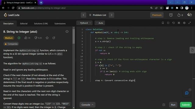 8. String to Integer (atoi) | Python | Explanation | LeetCode Problems Solutions смотреть онлайн