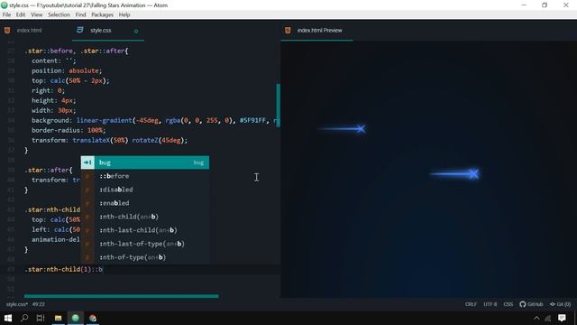 Falling Stars CSS Animation - Only Using CSS & HTML смотреть онлайн