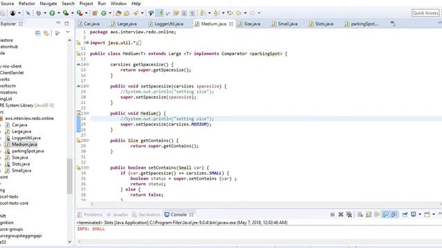 eclipse workspace ParkingLot src aws interview redo online Slots java Eclipse 5 7 2018 12 34 28 смотреть онлайн