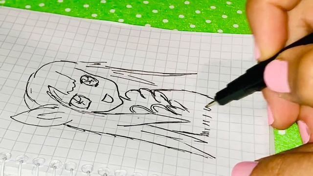 Милая девочка / Анимэ/ с яркими волосами/ принцесса/ просто рисуем/как нарисовать.