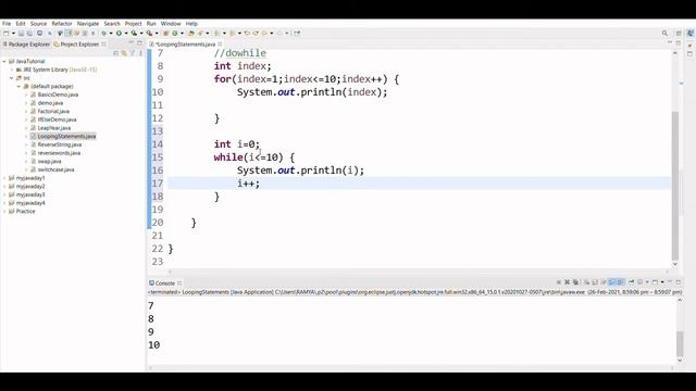 for, while, do-while (Looping statements in JAVA).Core JAVA basic tutorials for beginners. смотреть онлайн