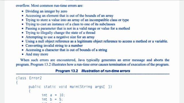 Types of error | Runtime error | Except Handling | Java Balaguruswamy audiobook смотреть онлайн