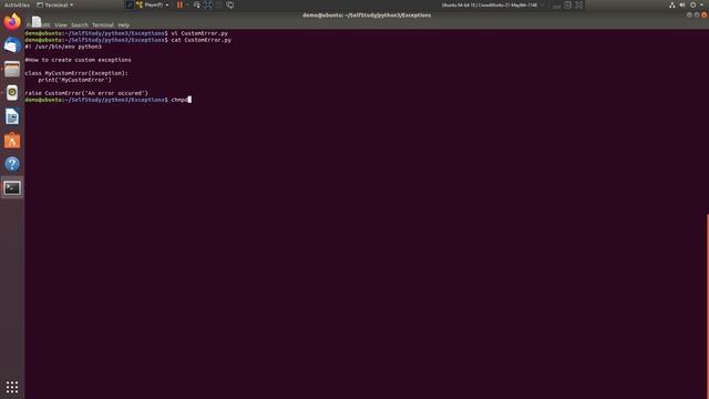python3, demo@ubuntu~SelfStudypython3Exceptions$ CustomError py смотреть онлайн