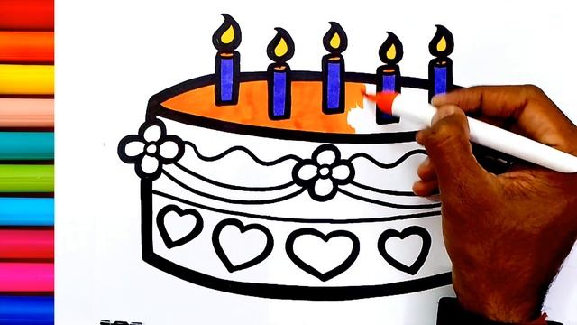 Cake Drawing, Colouring and Painting for kid's, Toddlers | How to Draw Simple Cake Drawing смотреть онлайн