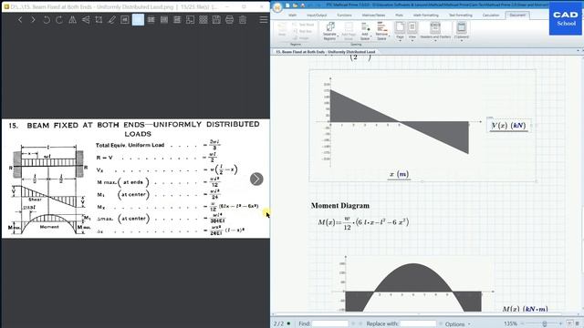 Shear and Moment Diagram in Mathcad Prime - Beam Fixed at Both Ends - Uniformly Distributed Load смотреть онлайн