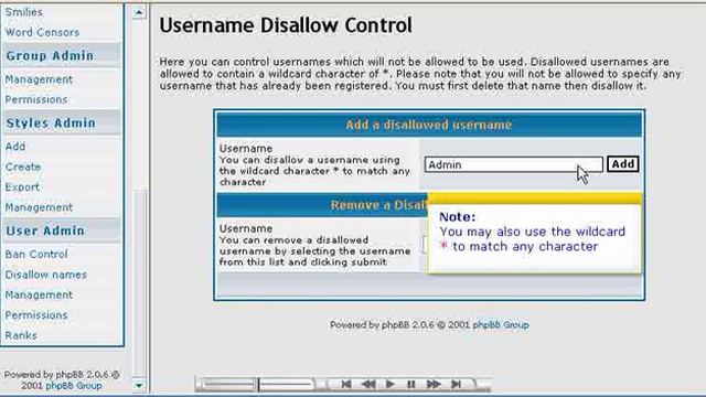 Disallowing usernames in PHPBB смотреть онлайн