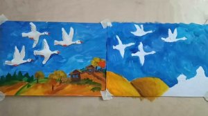 Рисование для самых маленьких, рисуем перелётных птиц «Гуси»