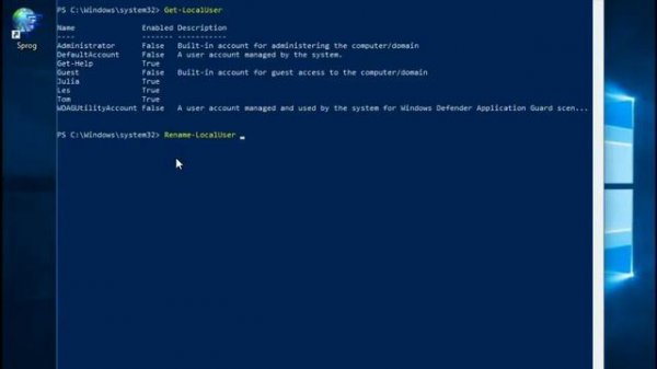 How to change user name account Windows 10 PowerShell