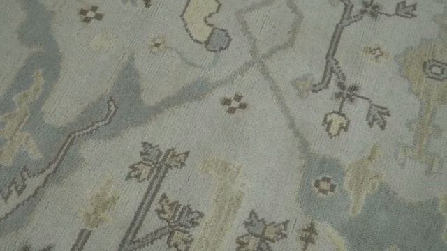 Hand Knotted 8x10 Vintage Oriental Oushak Ivory and Silver Wool Area Rug | TRDCP88810 смотреть онлайн