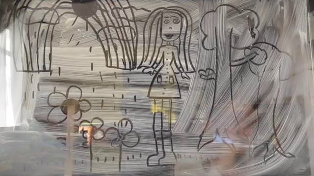 Сыпучая графика Евгении Кустовой ("Осень и радуга" - рисовала Настя Ким (9лет) смотреть онлайн