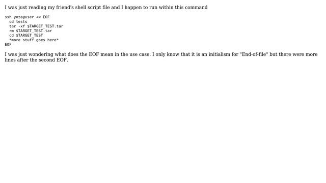 Unix & Linux: Shell Command: ＜＜eof ... eof смотреть онлайн