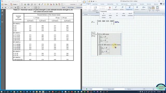 list box / combo box Yield fy and Ultimate tensile strength fu | MathCAD for Engineering by Khmer смотреть онлайн