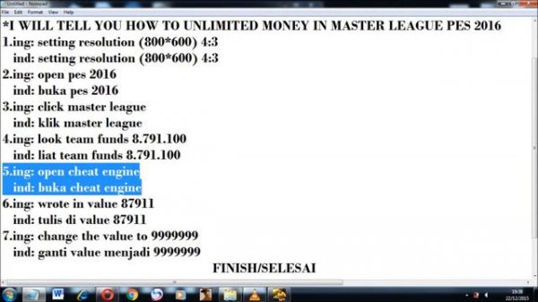 PES 2016 - Master League hack/unlimited money with Cheat Engine
