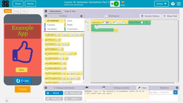 Code.org How to Create a Working Button for Your App - CS Principles Tutorial смотреть онлайн