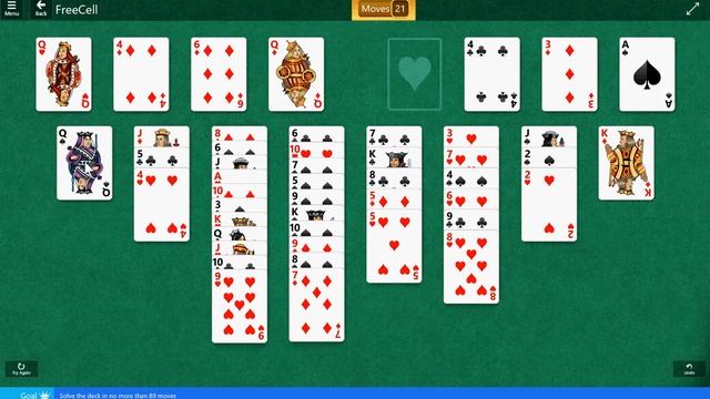 Classic\FreeCell - Hard - Solve the deck in no more than 89 moves смотреть онлайн