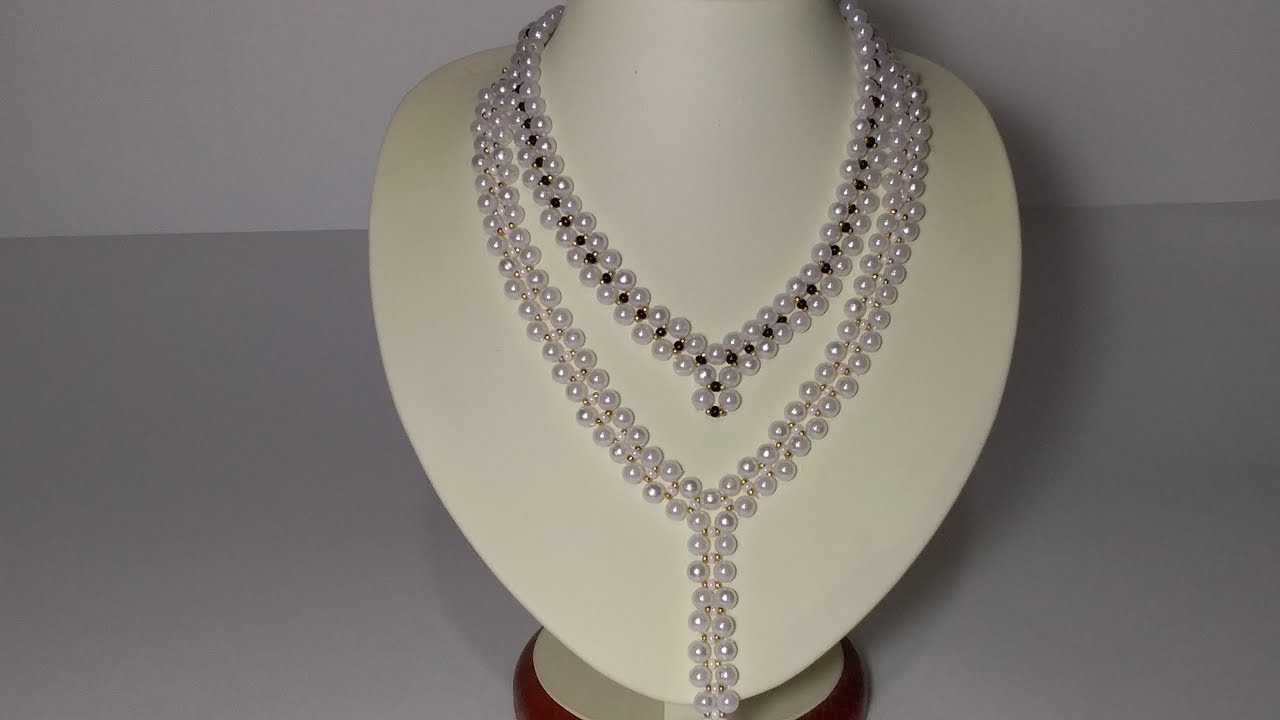 Бисероплетение. Украшение из бисера. Ожерелье из бисера и бусин. Мастер класс. Пошаговый МК . смотреть онлайн