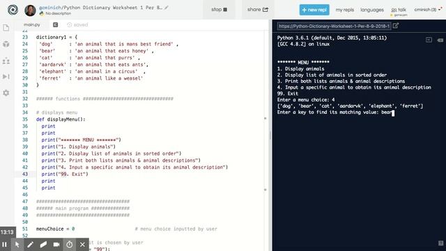 Python Dictionary Worksheet 1 смотреть онлайн