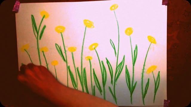 Акварель с детьми.Ромашки акварелью и восковыми мелками. смотреть онлайн