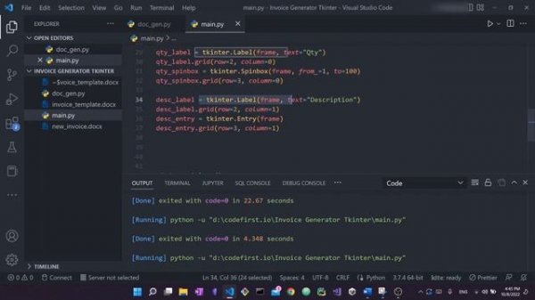 Python Invoice Generator tutorial for beginners - Python GUI Automation project [resume project]