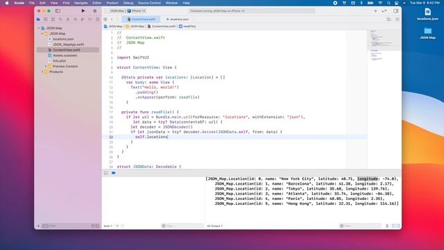 SwiftUI Tutorial - How to Read a JSON File (JSON, MapKit) смотреть онлайн