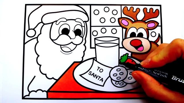 How to Draw Santa Eating Cookies and Milk | Santa Coloring Pages for Kids | Fun Coloring Pages Kids смотреть онлайн