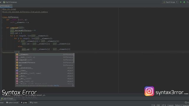 HackerRank Day 14 Scope Solution | 30 Days Of Code Challenge | Python Code | Max-Difference смотреть онлайн