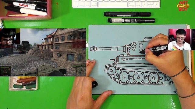 World of Tanks РИСУЕМ танк ТИГР - ART GEME BOY играем и рисуем смотреть онлайн