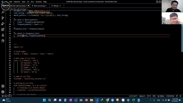 Tìm Tần Suất Lặp Lại Của Text Trong CSV - Python Cơ Bản - Hướng Dẫn Học Viên смотреть онлайн