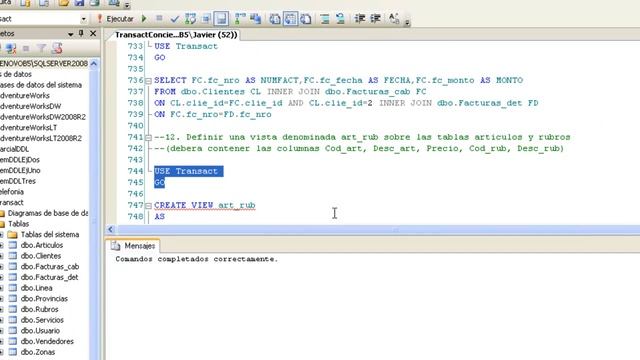 Transact SQL Vistas смотреть онлайн