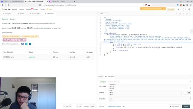Terrible LeetCode in Kotlin: #100 Same Tree смотреть онлайн