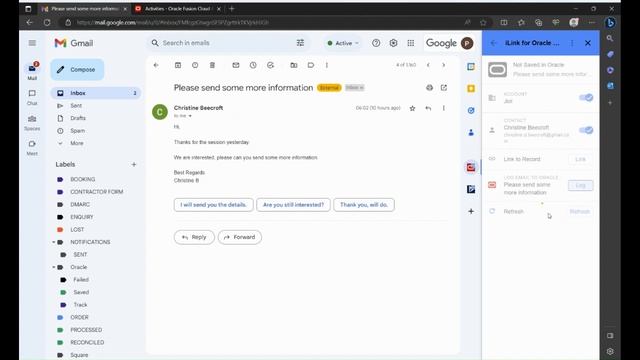 Log Gmail Email to Oracle CX Sales смотреть онлайн