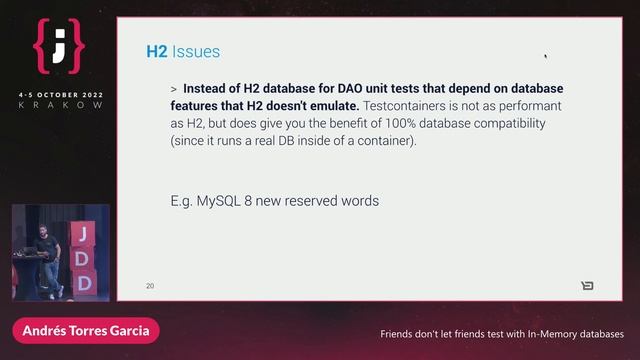 JDD 2022: Andrés Torres Garcia - Friends don't let friends test with In-Memory databases смотреть онлайн