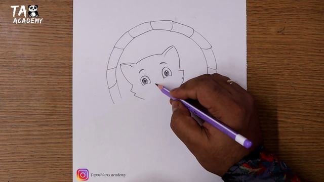 cute kitten sitting inside basket pencildrawing@Taposhikidsacademy смотреть онлайн