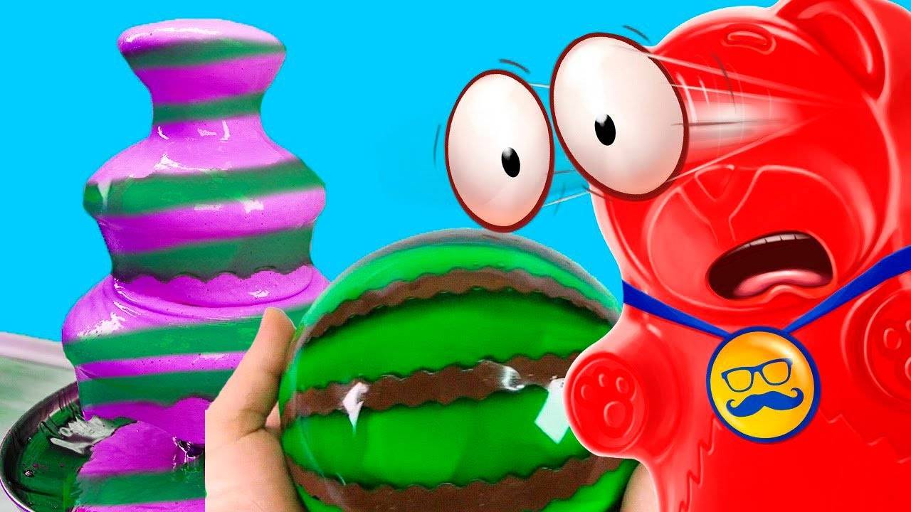 Можно ли из желейного арбуза сделать шоколадный фонтан для желейного медведя валеры | diy смотреть онлайн