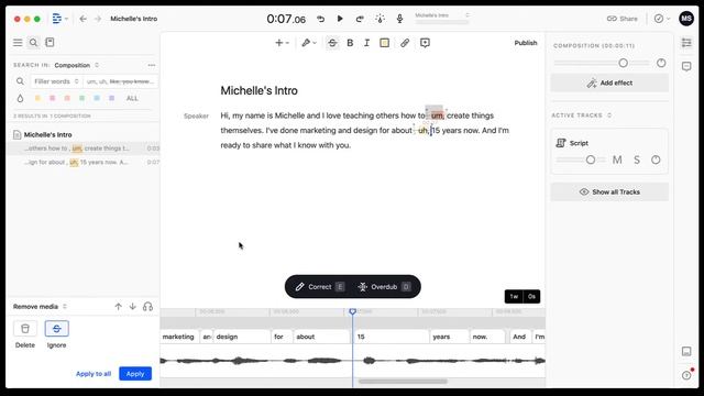 How to remove the ums from your audio with Descript смотреть онлайн