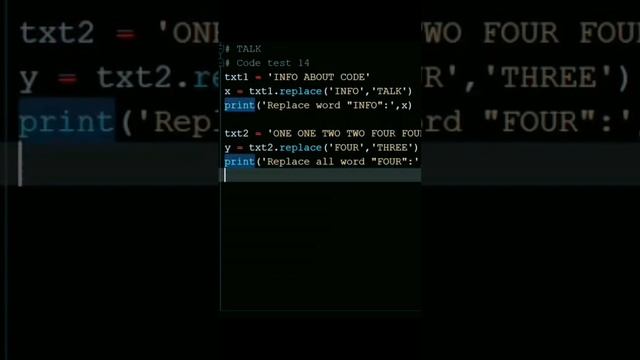 Python Code #14 Test " String Replace "#python #replace #string #code #test #function #short #short смотреть онлайн
