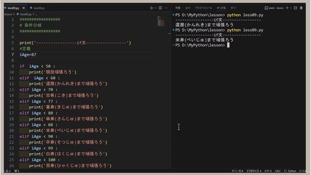 Python(パイソン)条件分岐(if文、match文、dict..in、switch文)の基礎をVSCodeエディターで解説 смотреть онлайн