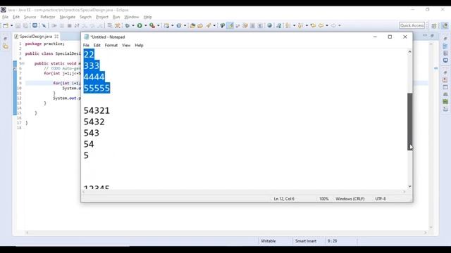 JAVA PROGRAMMING - Special Designs (Printing Numbers) in Java - Explained in Telugu смотреть онлайн