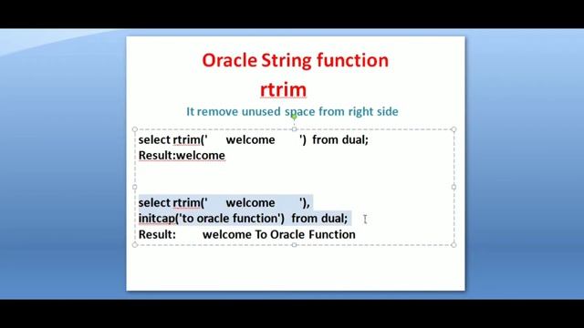 rtrim function in Oracle string functions смотреть онлайн