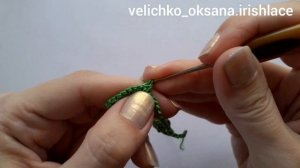 Ирландское кружево.  Веточка из листьев крючком.  Irish lace.