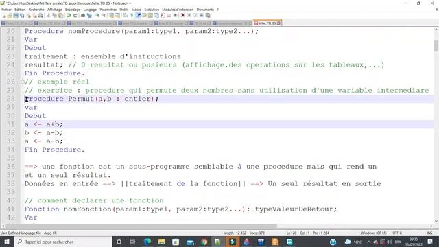 Procédure et fonction : algorithme смотреть онлайн