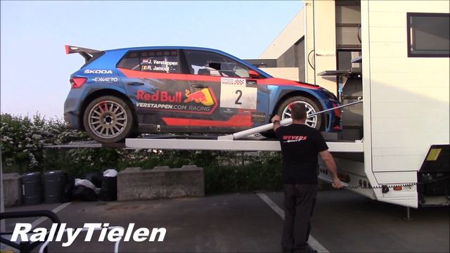 Loading rallycar into service truck - Wevers Sport, Jos Verstappen - Skoda Fabia RS Rally2 - Full H смотреть онлайн