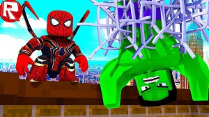 НОВЫЙ ЧЕЛОВЕК ПАУК ПОЙМАЛ ХАЛКА БИТВА СУПЕРГЕРОЕВ В РОБЛОКС! СИМУЛЯТОР ROBLOX ВЕСЕЛАЯ ИГРА ДЛЯ ДЕТЕЙ