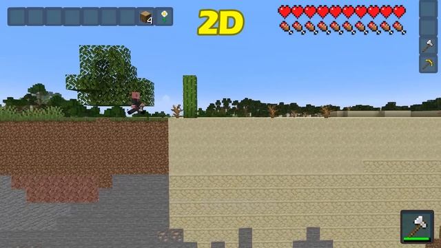 3D Minecraft Vs 2D Minecraft Vs 1D Minecraft